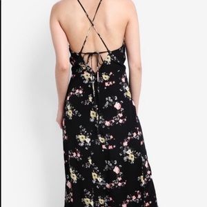 TopShop Black floral Lace up dress